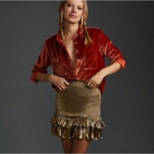 Pilcro Velvet Rust Button Down Size Medium